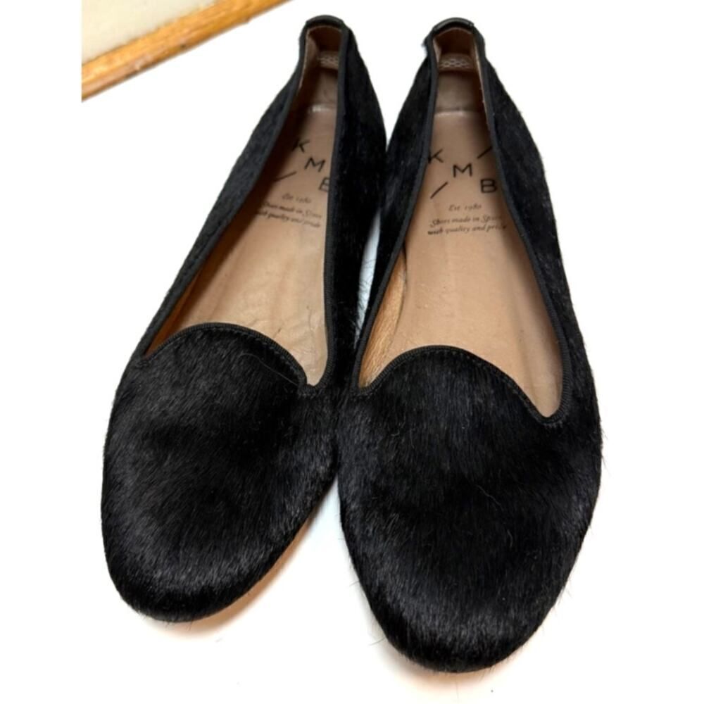 Anthropologie KMB Black Hair on Hide Flats Sz. 39 (US 8.5-9)
